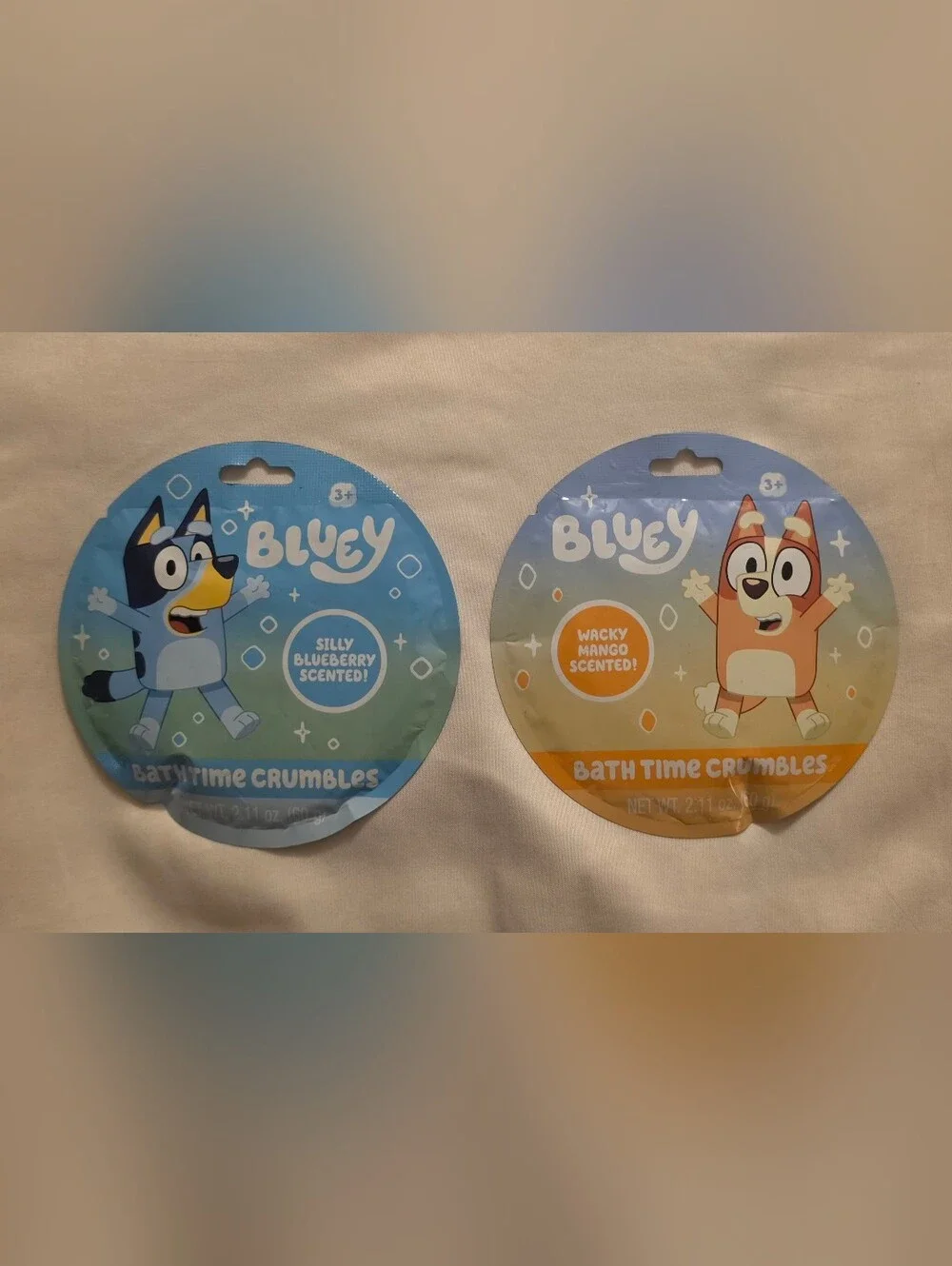 Bath Time Crumbles Bluey & Bingo Two Packs Blueberry and Mango Scented Bubbles